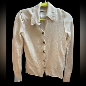 Free People Cream Button-Up Cardigan
